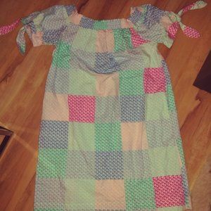 Vineyard Vines Target Multi-color Smocked Patchwork Whale Dress Sz S